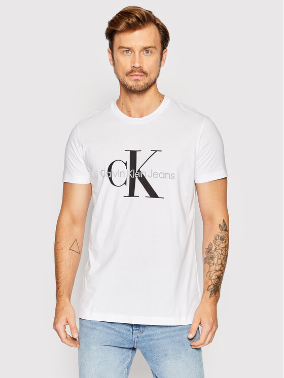 Calvin Klein Jeans Calvin Klein Jeans Majica J30J320935 Bela Slim Fit