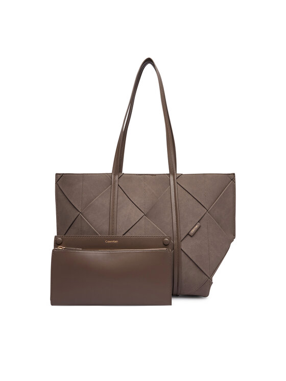 Calvin Klein Rankinė Calvin Klein Woven Sueded Carryall LV04F3695G Ruda