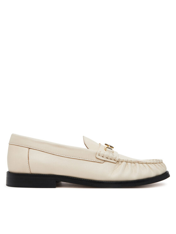 Tommy Hilfiger Pantofi Tommy Hilfiger Soft Leather Horsebit Loafer FW0FW08414 Écru