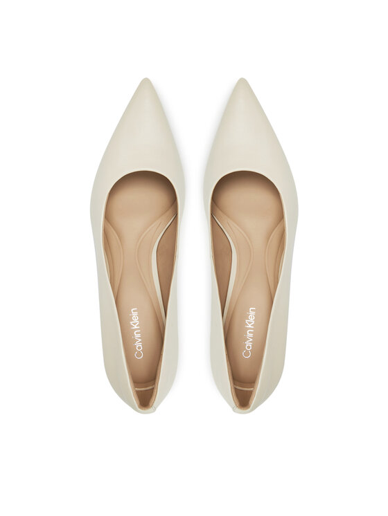 Calvin Klein Lodičky Calvin Klein Pump 70 Pointy Hw Bar Lth HW0HW02561 Écru
