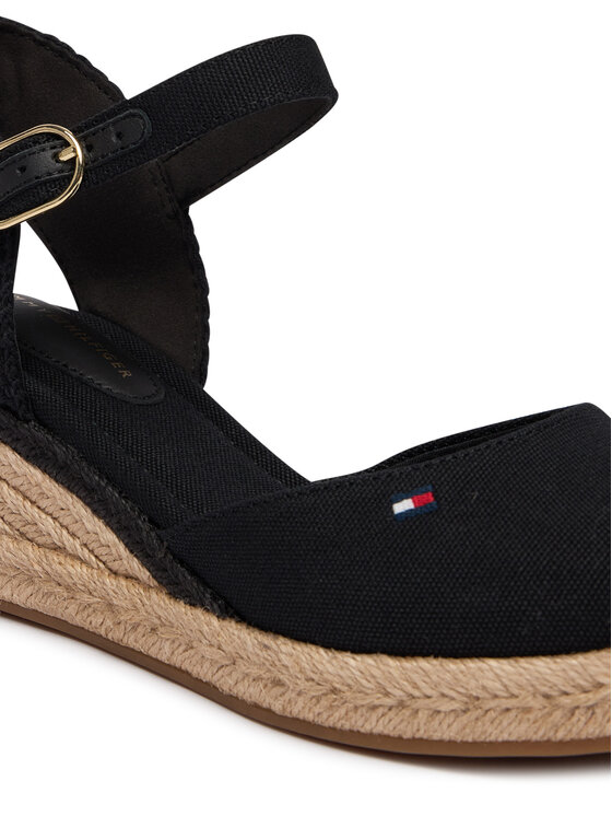 Tommy Hilfiger Espadryle Tommy Hilfiger Mid Wedge Espad Closed Toe FW0FW09233 Czarny