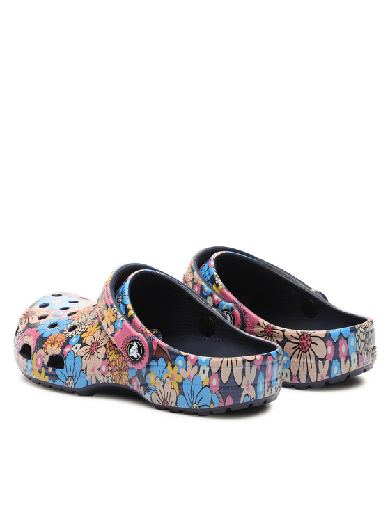 Crocs Klapki Crocs Crocs Classic Retro Floral Clog 208954 Granatowy