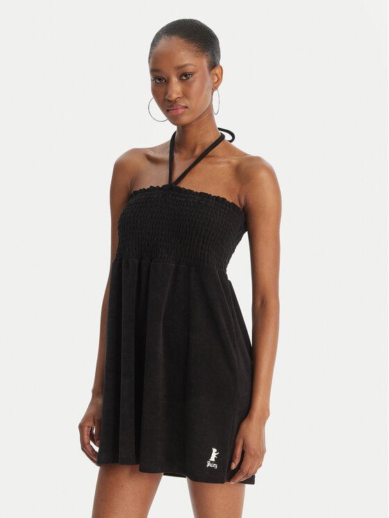 Juicy Couture Juicy Couture Vestido de verano Smocked Terry JCGED126007 Negro Regular Fit