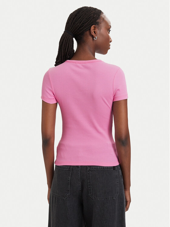 Tommy Jeans Tommy Jeans Camiseta Badge DW0DW17881 Rosa claro Slim Fit