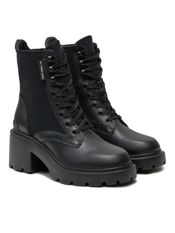 Tommy Jeans Polacchine Tommy Jeans Tjw Mid Heel Boot Mix Media EN0EN02556 Nero