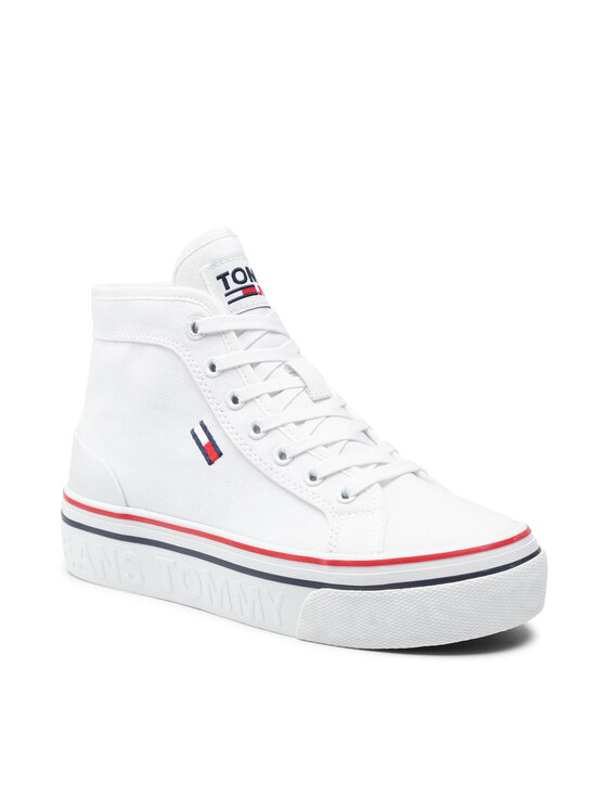 Tommy Jeans Laisvalaikio batai Tommy Jeans Mid Flatform Vulc EN0EN01414 Balta