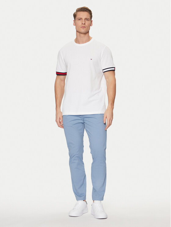 Tommy Hilfiger Tommy Hilfiger Marškinėliai Global Stripe MW0MW38078 Balta Regular Fit