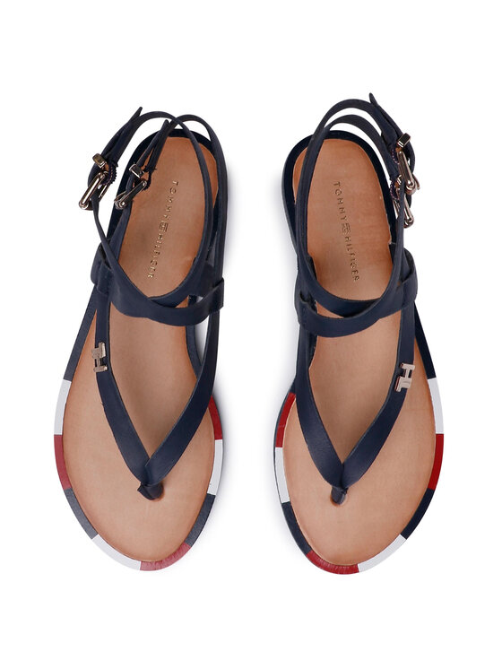 Tommy Hilfiger Sandales Tommy Hilfiger Iconic Flat Strappy Sandal FW0FW04873 Tumši zils