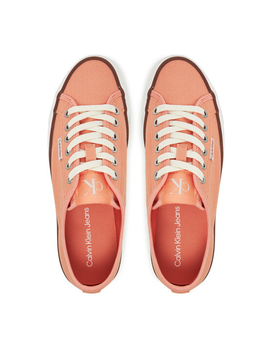 Calvin Klein Jeans Tenisówki Calvin Klein Jeans Vulc Flatform Ctn Logo Tag YW0YW01838 Pomarańczowy