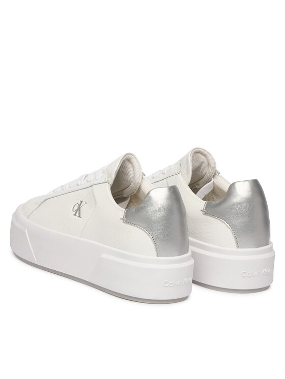 Calvin Klein Zapatillas Calvin Klein Flatform Lace Up Lth Met YW0YW01929 Blanco