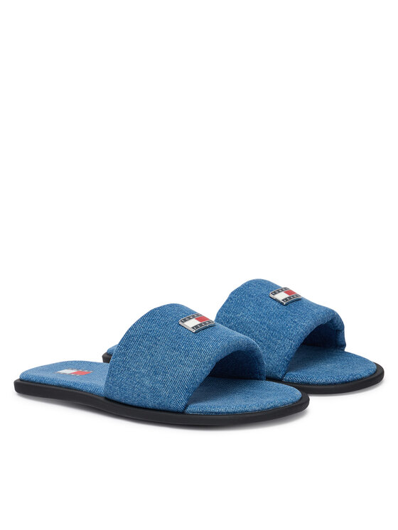 Tommy Jeans Iešļūcenes Tommy Jeans Tjw Padded Denim Casual Slide EN0EN03020 Zils