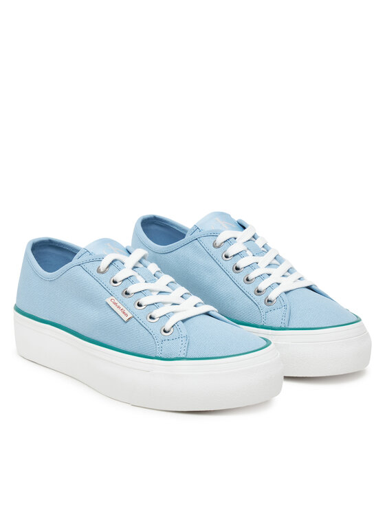Calvin Klein Jeans Tenis superge Calvin Klein Jeans Vulc Flatform Ctn Logo Tag YW0YW01838 Svetlo modra