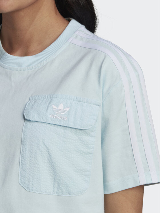 adidas adidas Футболка Adicolor Classics Poplin Back Loose Tee HL9302 Блакитний Loose Fit