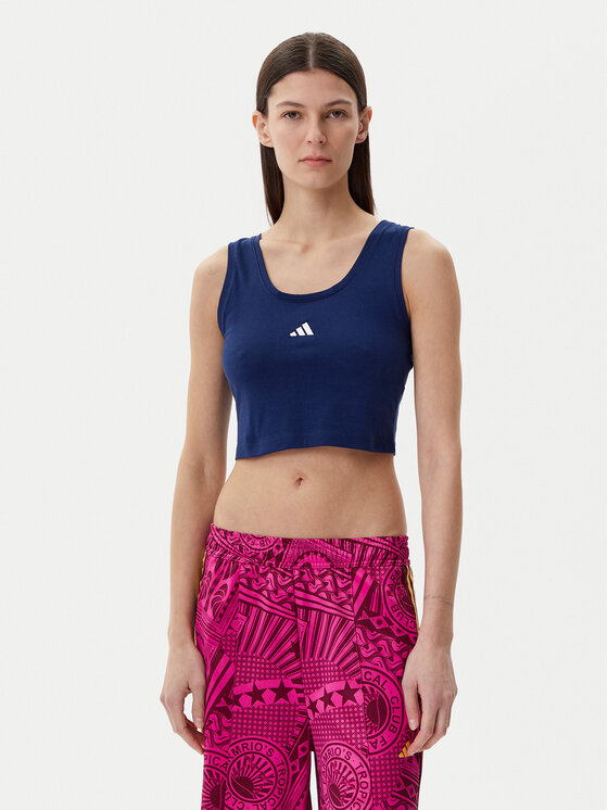 adidas adidas Топ Essentials Small Logo JC5939 Cиній Slim Fit