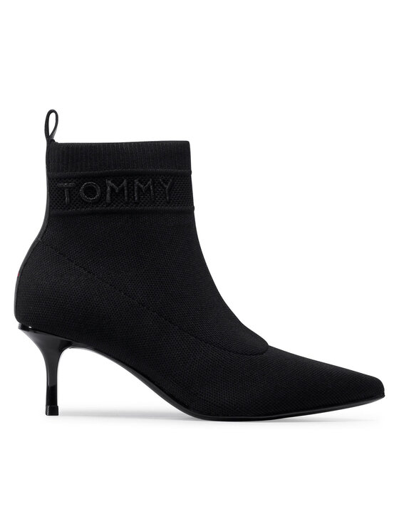 Tommy Hilfiger Aulinukai Tommy Hilfiger Tommy Knit Kitten Heel Boot FW0FW04973 Juoda