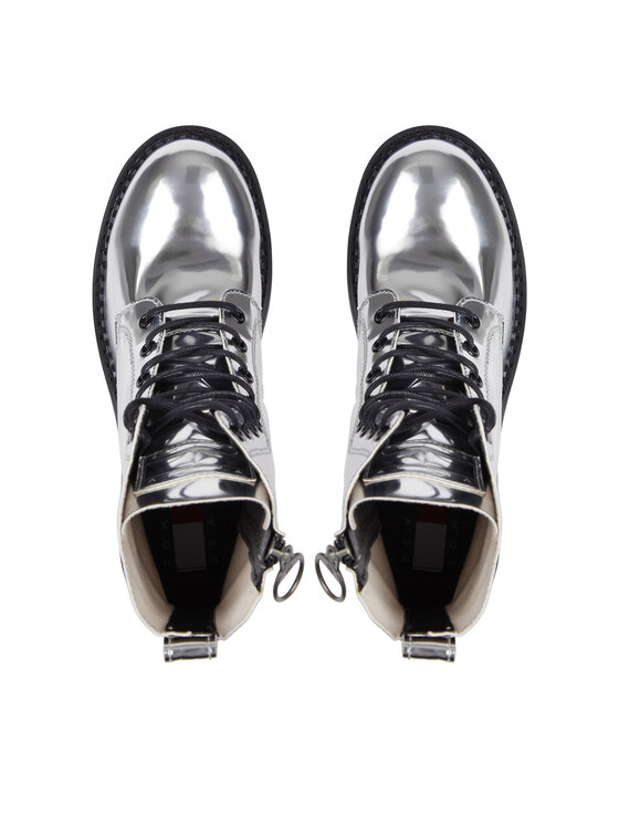 Tommy Jeans Botine Tommy Jeans Tjw Flatform Zip Up Metallic EN0EN02403 Gri