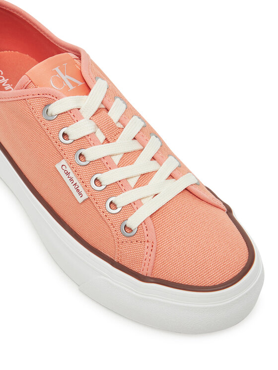 Calvin Klein Jeans Tenis superge Calvin Klein Jeans Vulc Flatform Ctn Logo Tag YW0YW01838 Oranžna