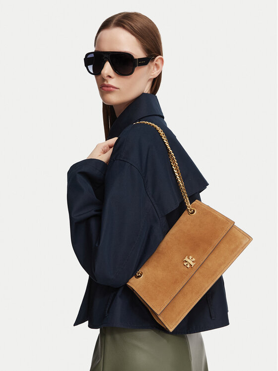 Tory Burch Táska Tory Burch Kira Turnlock Suede Shoulder Bag 178857 Barna