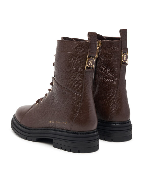 Tommy Hilfiger Kotníková obuv Tommy Hilfiger Th Emboss Grain Leather Boot FW0FW09553 Hnědá