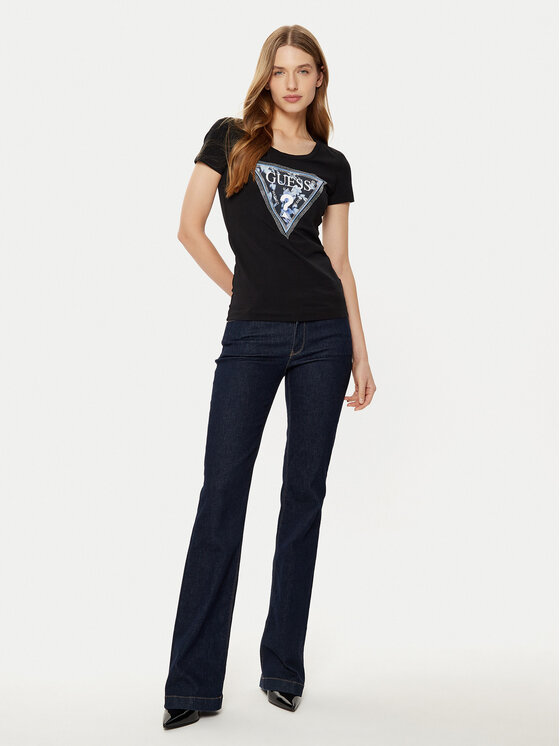 Guess Guess Футболка W5RI00 J1314 Чорний Regular Fit