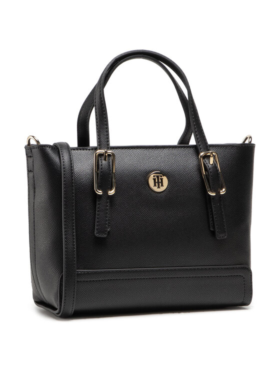 Tommy Hilfiger Táska Tommy Hilfiger Honey Small Tote AW0AW09656 Fekete