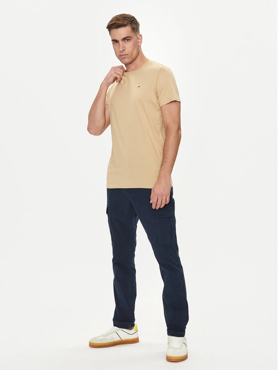 Tommy Jeans Tommy Jeans Marškinėliai DM0DM04411 Smėlio Slim Fit