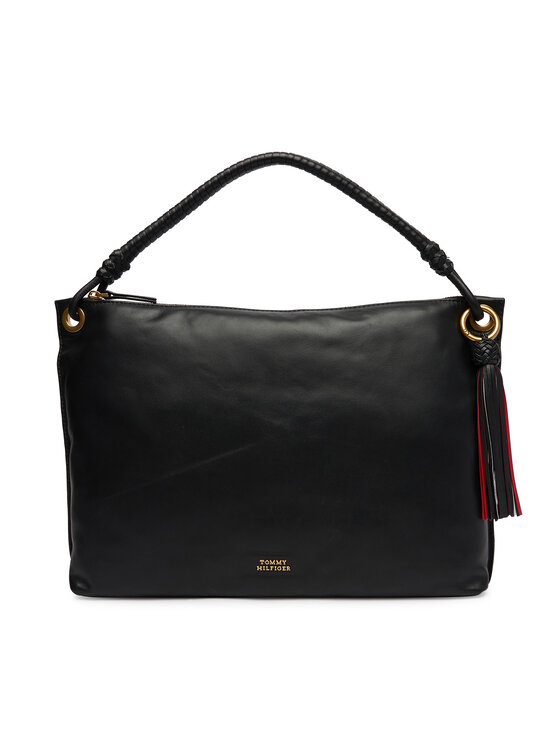 Tommy Hilfiger Táska Tommy Hilfiger Th Statement Leather Bag AW0AW18621 Fekete