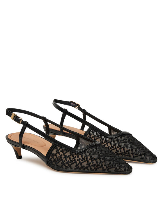 Tommy Hilfiger Pantofi pumps Tommy Hilfiger Mono Squared Toe Kitten Slingb FW0FW08746 Negru