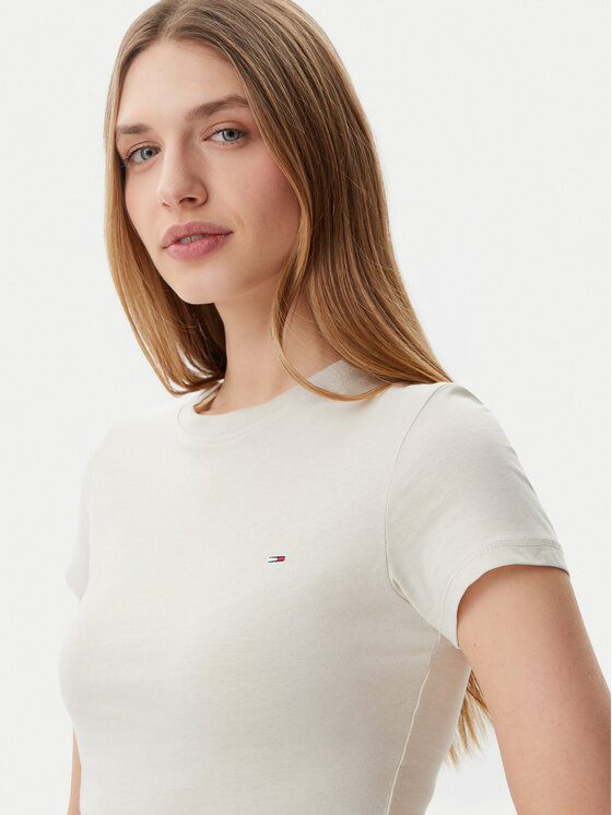 Tommy Jeans Tommy Jeans T-Shirt DW0DW20459 Μπεζ Slim Fit