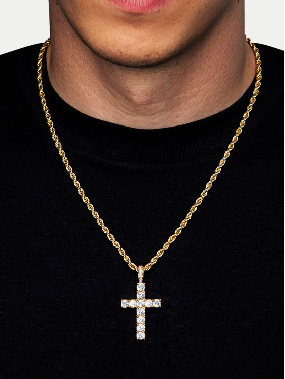 ICED STUFF Přívěšek ICED STUFF Diamond Cross Zlatá