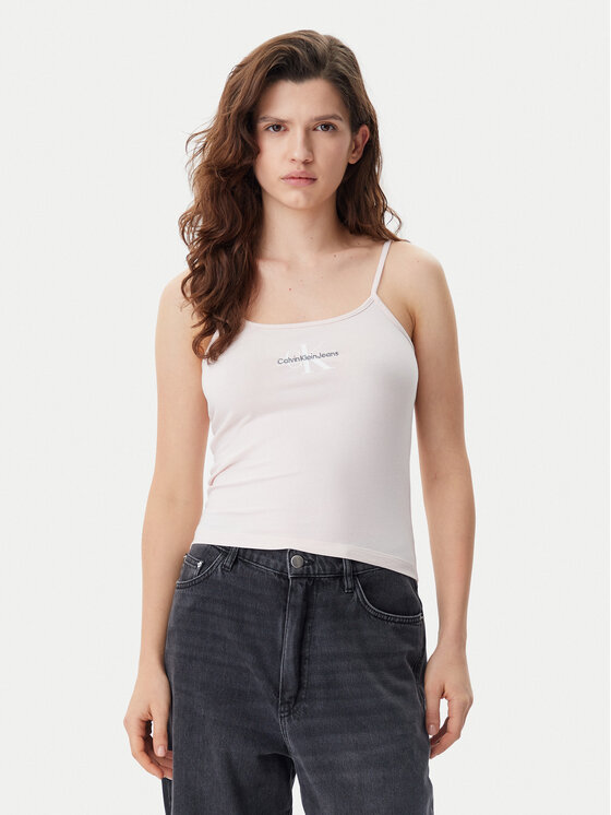 Calvin Klein Jeans Calvin Klein Jeans Top Monologo J20J223105 Roza Slim Fit