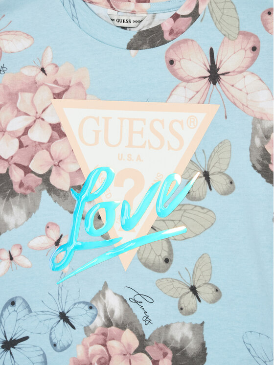 Guess Guess Majica J5RI05 K6YW4 Svetlo modra Boxy Fit