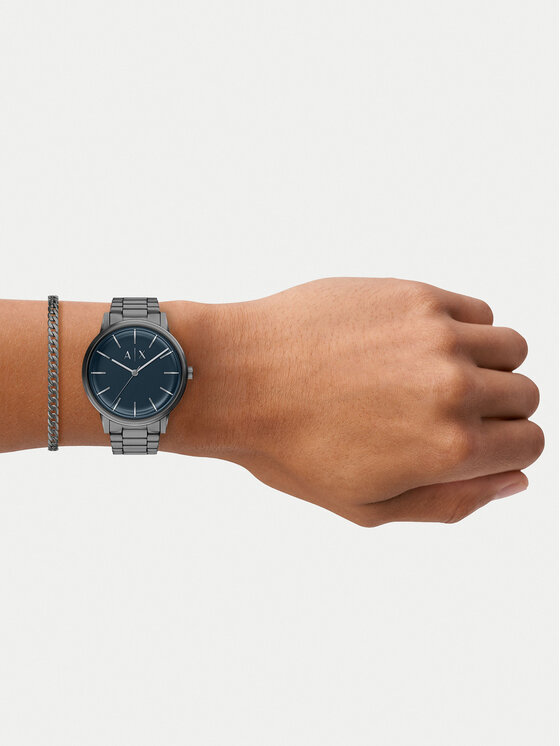 Armani Exchange Karóra és karkötő szett Armani Exchange Cayde Gift Set AX7183SET Szürke