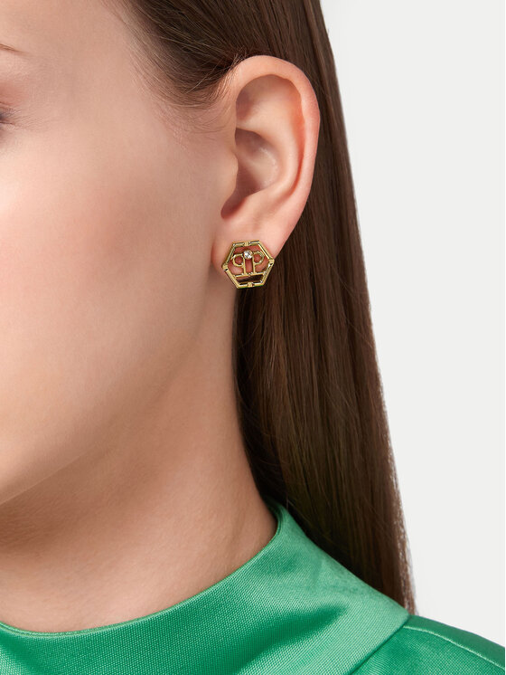 PHILIPP PLEIN Náušnice PHILIPP PLEIN Hexagon PJ2AA06EU Zlatá