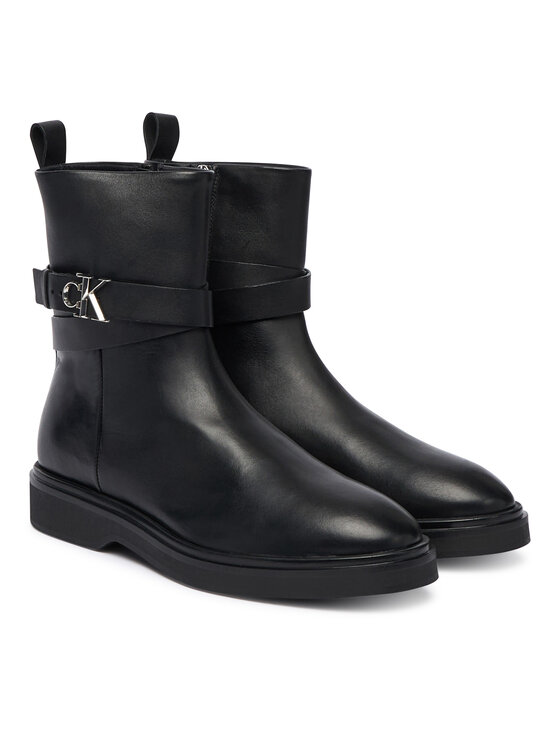 Calvin Klein Botine Calvin Klein Ankle Boot W/ Metal Logo HW0HW02663 Negru