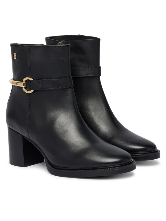 Tommy Hilfiger Μποτάκια Tommy Hilfiger TH Stud Heel Riding Ankle Boot FW0FW09552 Μαύρο