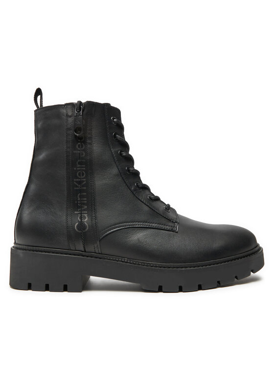 Calvin Klein Jeans Kozačky Calvin Klein Jeans Combat Mid Laceup Boot W Zip YM0YM00262 Černá