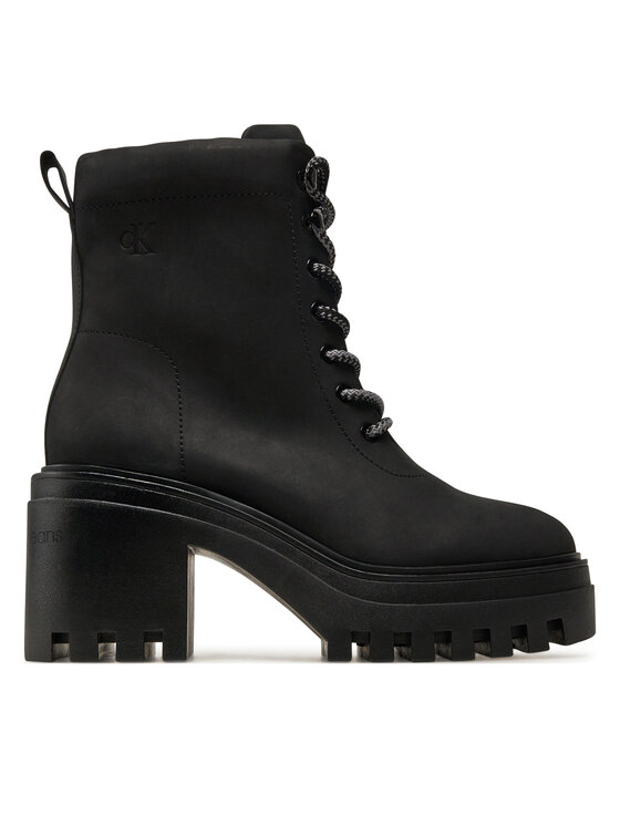 Calvin Klein Jeans Μποτίνια Calvin Klein Jeans Chunky Heeled Zip Boot Lth YW0YW01548 Μαύρο