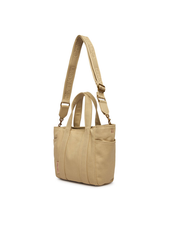 Calvin Klein Borsetta Calvin Klein Webbing Strap Canvas Small Tote LV04F3384G Beige