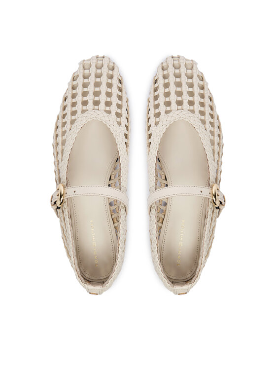 Tommy Hilfiger Baleriny Tommy Hilfiger Mary Jane Ballerinas FW0FW09244 Kremowy