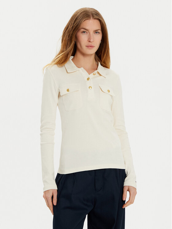 Tommy Hilfiger Tommy Hilfiger Polo WW0WW45308 Écru Slim Fit