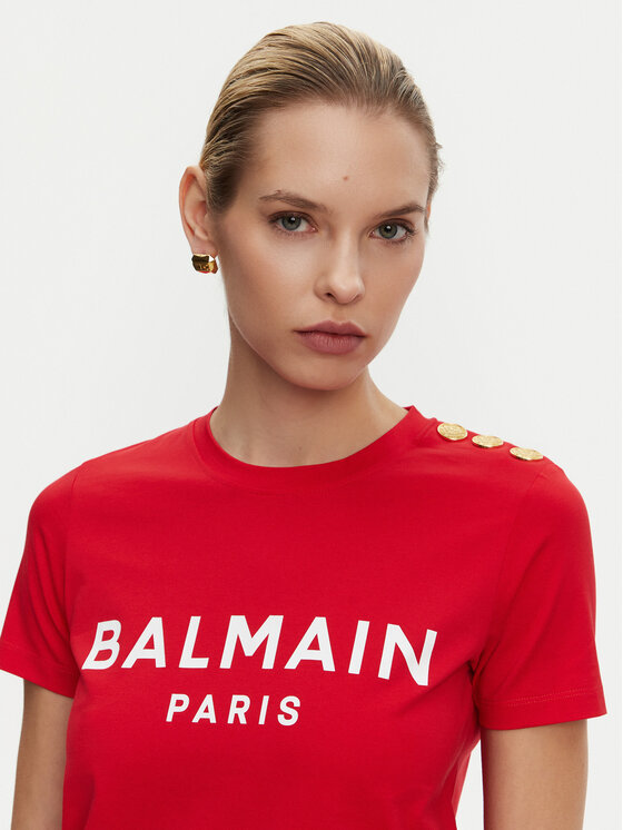Balmain Balmain Футболка BF1EF005BB02 Червоний Regular Fit