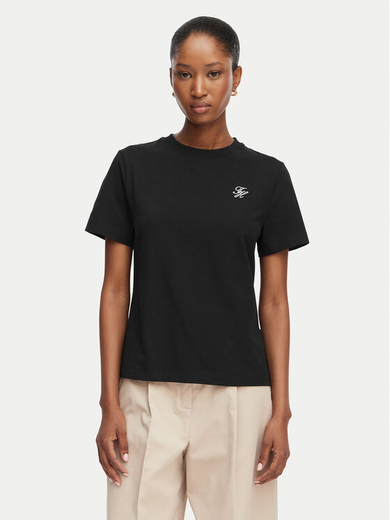 Tommy Hilfiger Tommy Hilfiger Camiseta Th Script WW0WW49941 Negro Regular Fit