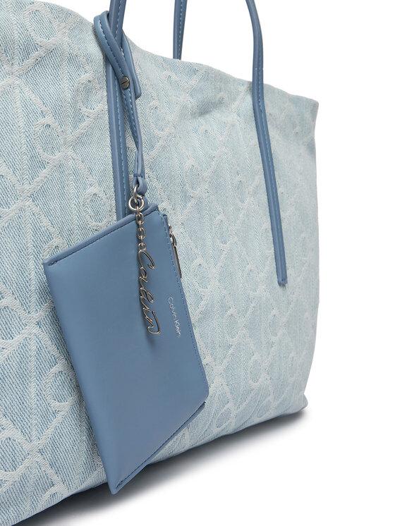 Calvin Klein Geantă Calvin Klein Emblem Aop Denim Tote W/ Pouch LV04F3428G Albastru