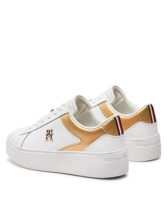 Tommy Hilfiger Sneakers Tommy Hilfiger Th Platform Court Sneaker Gld FW0FW08073 Bianco