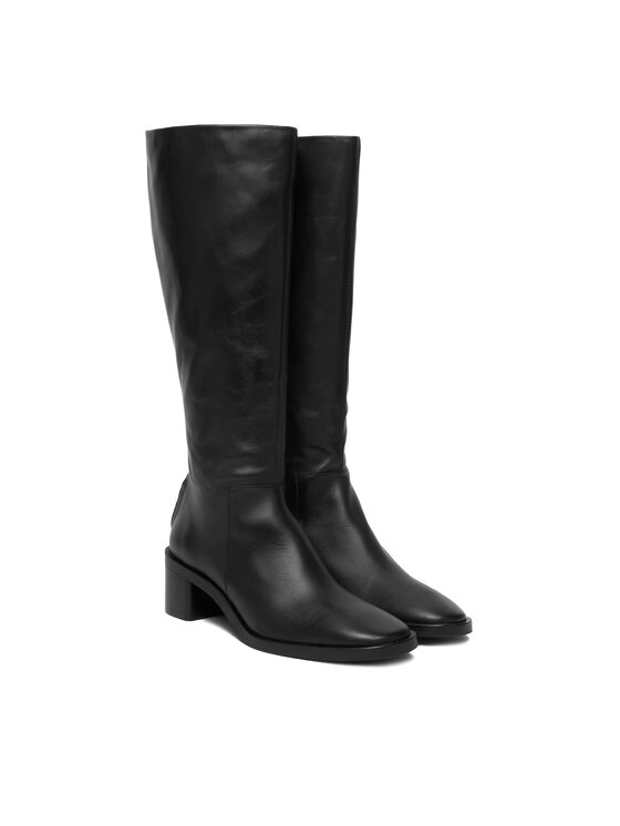 Calvin Klein Kozačky Calvin Klein Block Heel Knee Boot Lth HW0HW02812 Černá