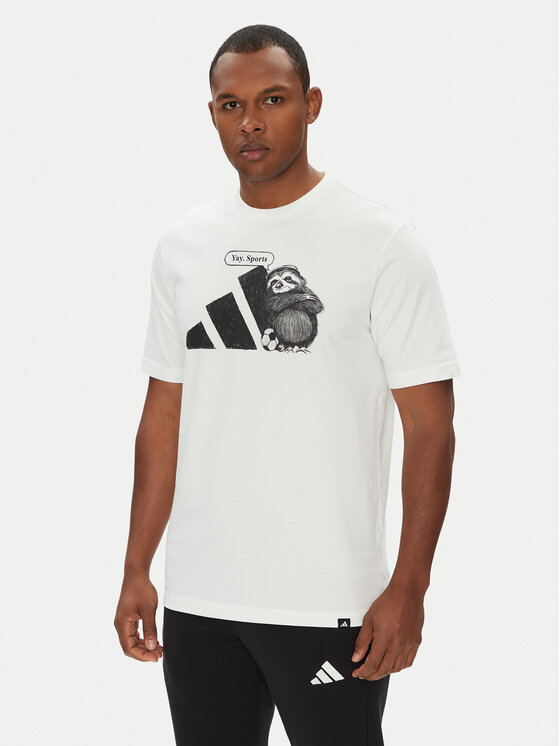 adidas adidas T-shirt Yay Sports Graphic JL9256 Bianco Regular Fit
