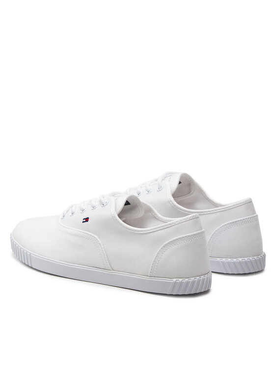 Tommy Hilfiger Teniși Tommy Hilfiger Canvas Lace Up Sneaker FW0FW07805 Alb