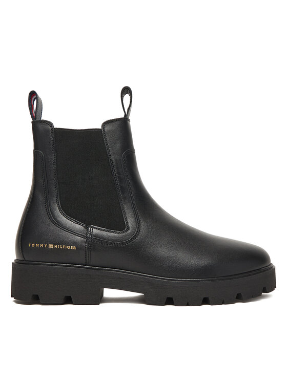 Tommy Hilfiger Štibletai Tommy Hilfiger Lthr Low Chelsea FW0FW08775 Juoda
