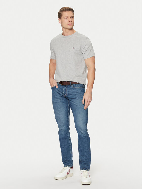 Gant Gant Majica Shield 2003185 Siva Slim Fit